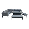 Modern Outdoor Aluminium Corner Sofa Set with Fire Pit Table