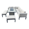 Modern Outdoor Aluminium Corner Sofa Set with Fire Pit Table