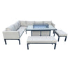 Modern Outdoor Aluminium Corner Sofa Set with Fire Pit Table