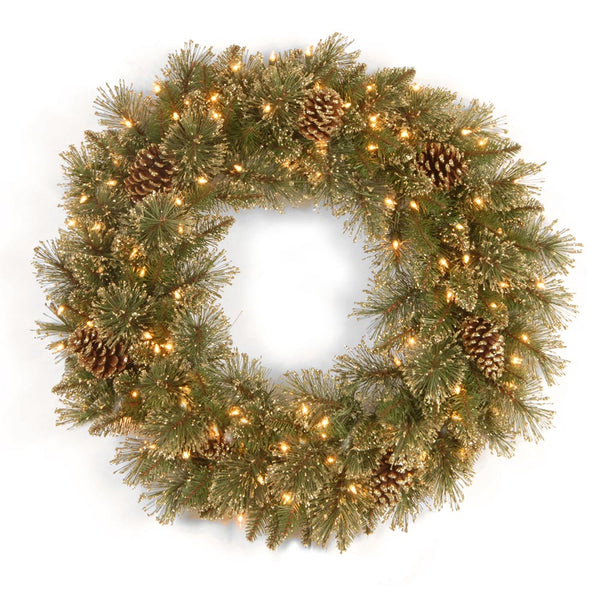 Glittery Gold Wreath Pre Lit 60 cm Dia