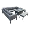 Modern Outdoor Aluminium Corner Sofa Set with Fire Pit Table