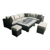 Luxury Outdoor Rattan Sofa Set with Fire Pit Table