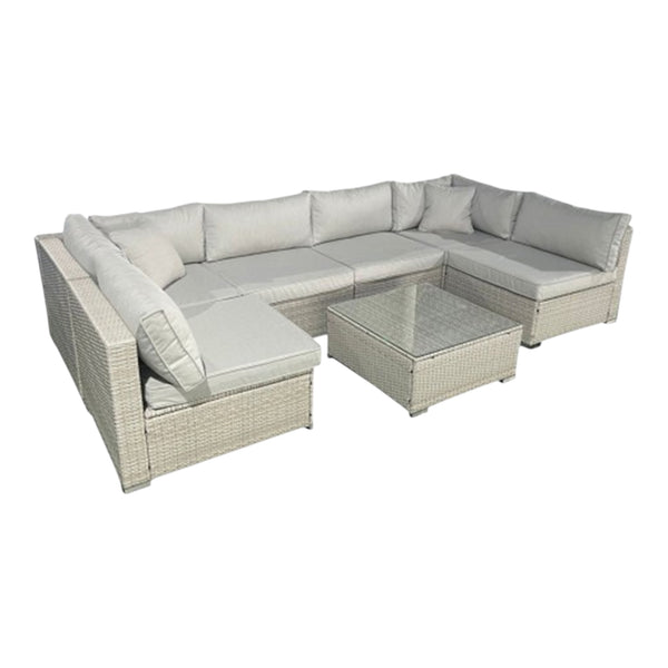 Luxury Outdoor Rattan Corner Sofa Set with Glass Coffee Table